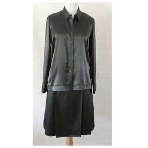 NWOT Sigrid Olsen Gray Silk Button Down Shirt & Skirt